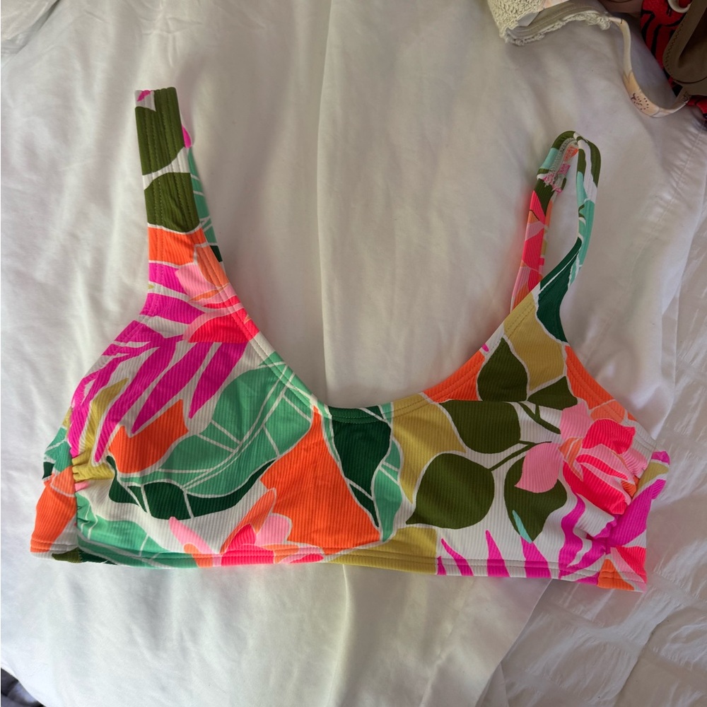 Colorful Floral Bikini Top size large